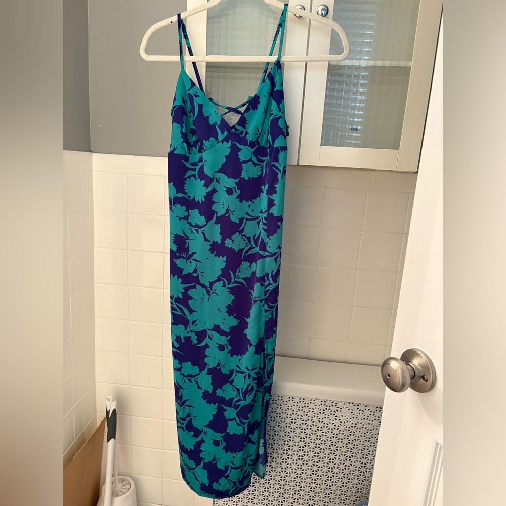 Floral Maxi Dress in Blue and Teal